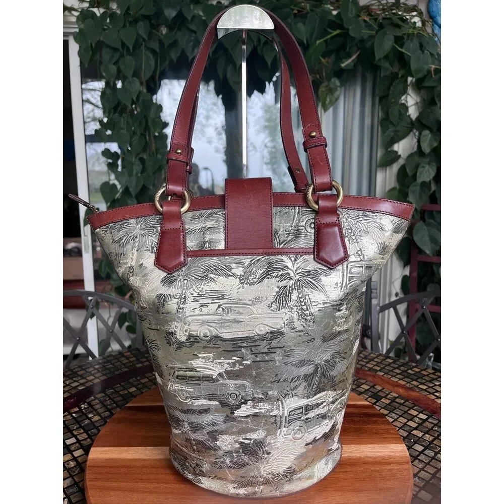 Brahmin RARE Limited Edition Jessie Vintage Copacabana Metallic Leather Tote